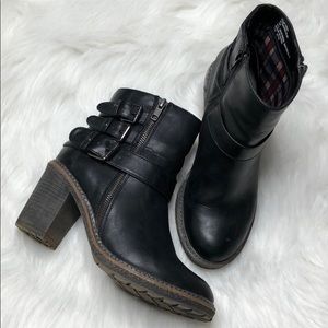 Booties with Buckle and Zip Detail
